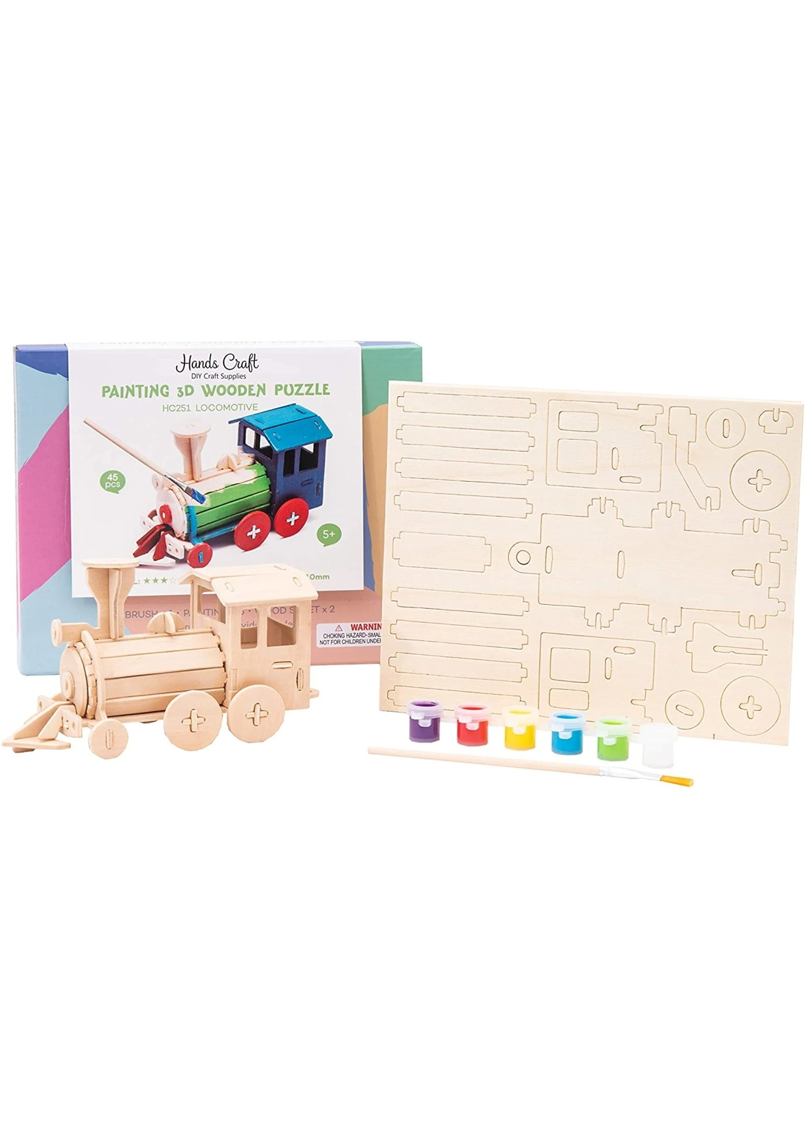 Hands Craft 3D Wooden Puzzle Paint Kit - Locomotive