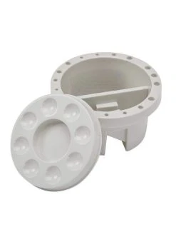 Kingart Multipurpose Round Brush Tub With Built In 9-Well Palette