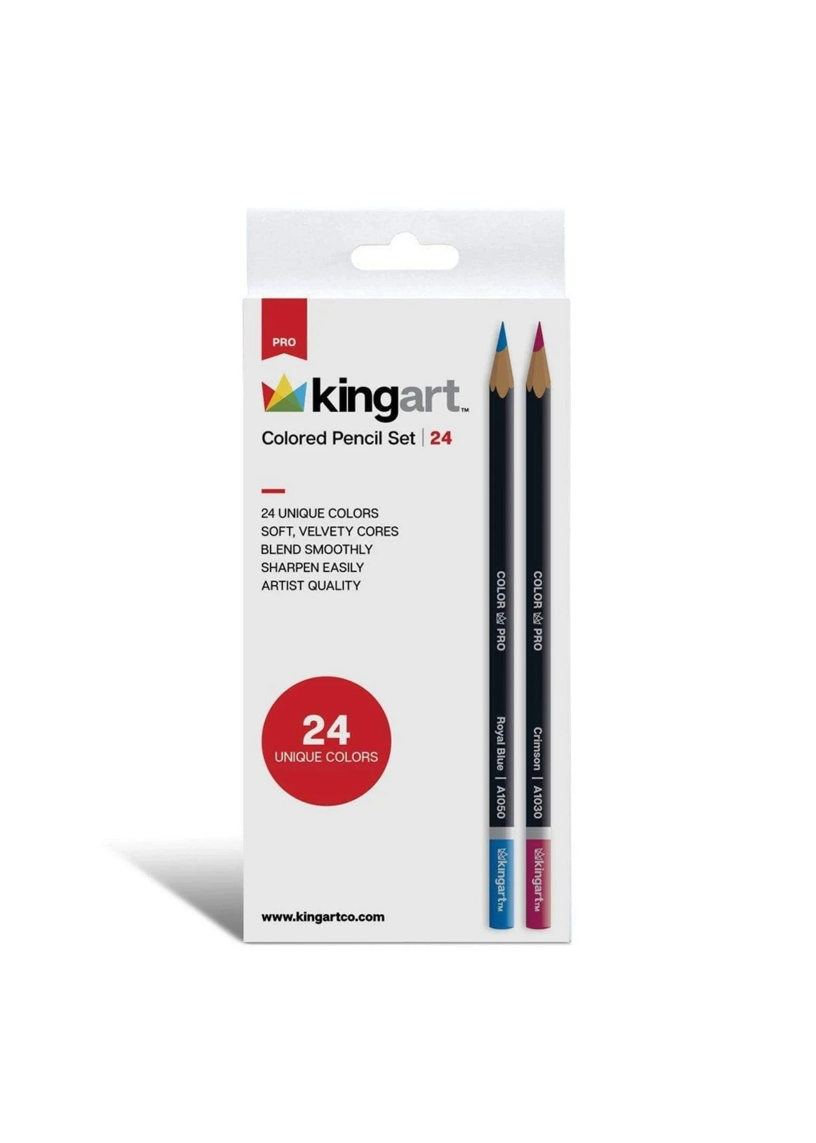 Kingart Soft Core Colored Pencils In Tin - 24 Unique Colors