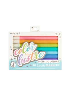 Ooly Color Lustre, Metallic Brush Markers - Set Of 10