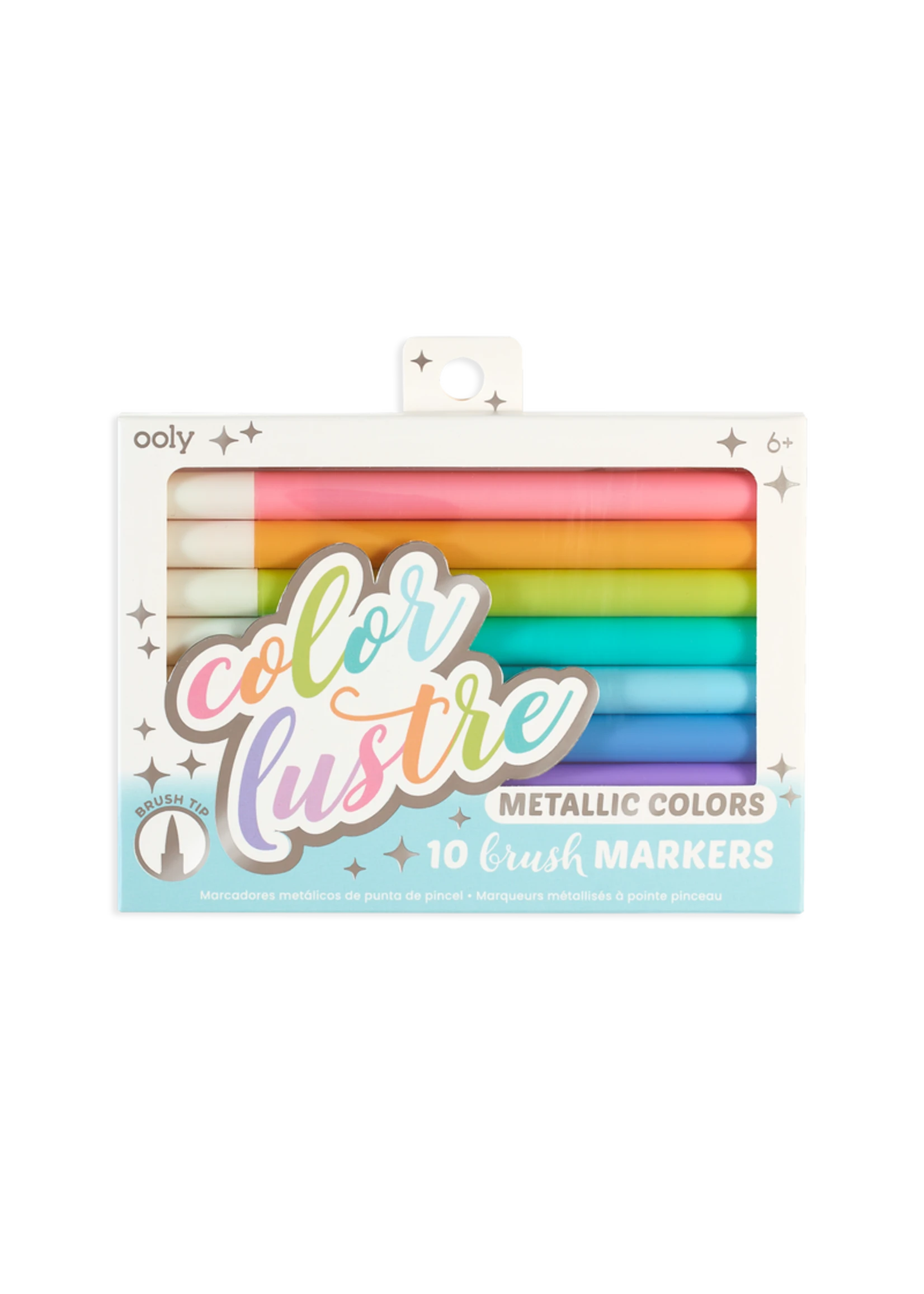 Ooly Color Lustre, Metallic Brush Markers - Set Of 10