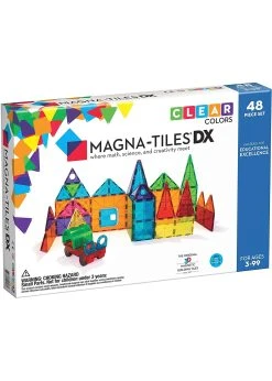 Valtech Magna-TilesĀ® Clear Colors 48-Piece Deluxe Set