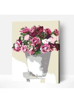 Wise Elk Artwille - Flowers (Pink In White Vase) DIY Paint By Numbers