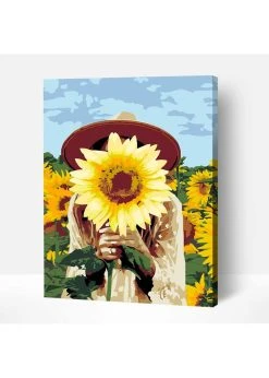 Wise Elk Artwille - Girl With Sunflower DIY Paint By Numbers
